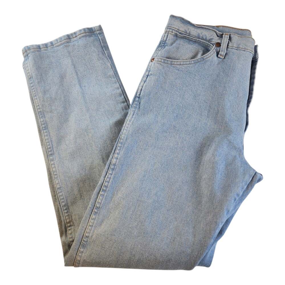 Vintage Wrangler Jeans 34 x 32 Light-Wash Straight-Leg Western Cowboy A102